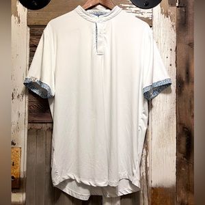 MANTRA collard white and blue cuff sleeve shirt